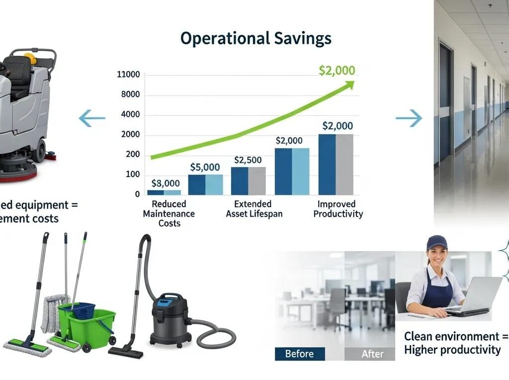 Overview showing cost savings and operational benefits from professional post-construction cleaning